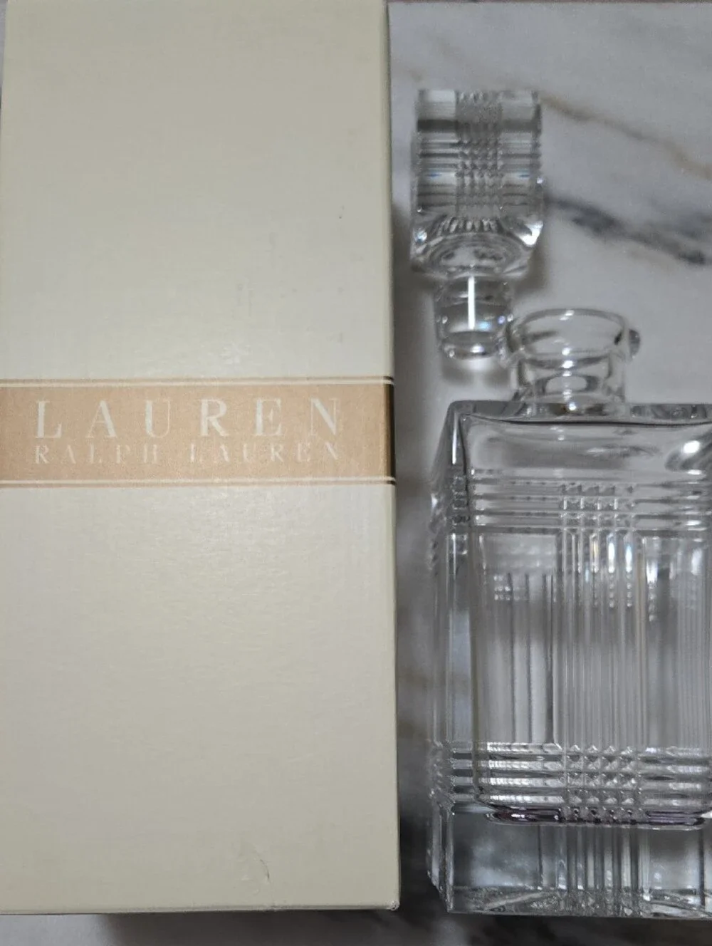 Lauren Ralph Lauren Glen Plaid Clear Crystal Decanter
